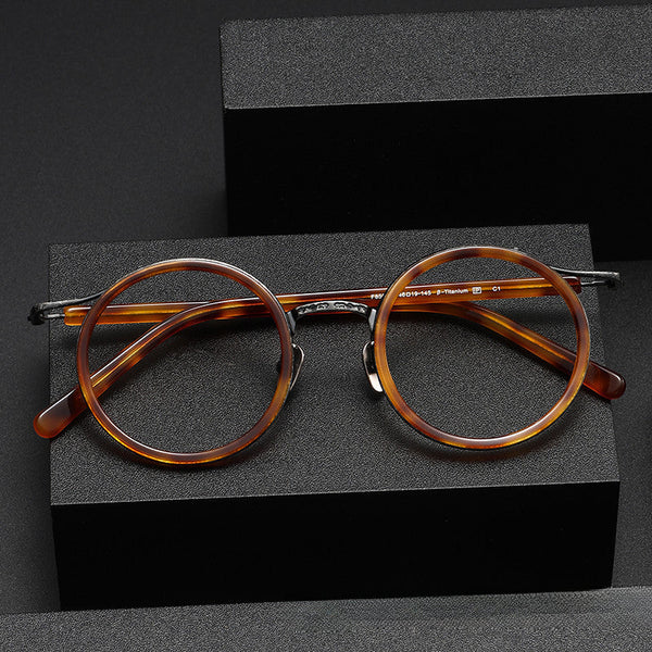 HONGMEI Titanium Vintage Round Eyeglasses Frames