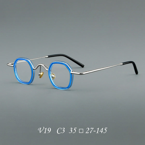 Punk Crown Prince Mirror Vintage Round Acetate Glasses Frame