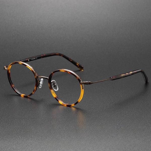 HONGMEI Titanium Vintage Round Eyeglasses Frames