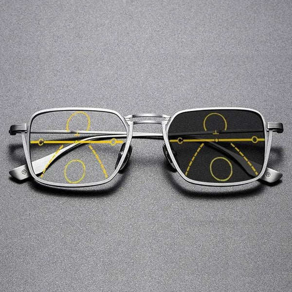 Luxury Titanium Photochromic Multifocal Anti-Blue Light Progressive Reading Glasses
