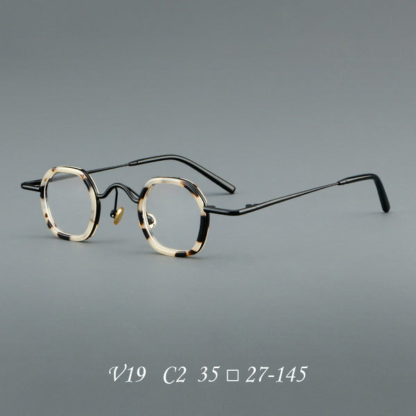 Punk Crown Prince Mirror Vintage Round Acetate Glasses Frame