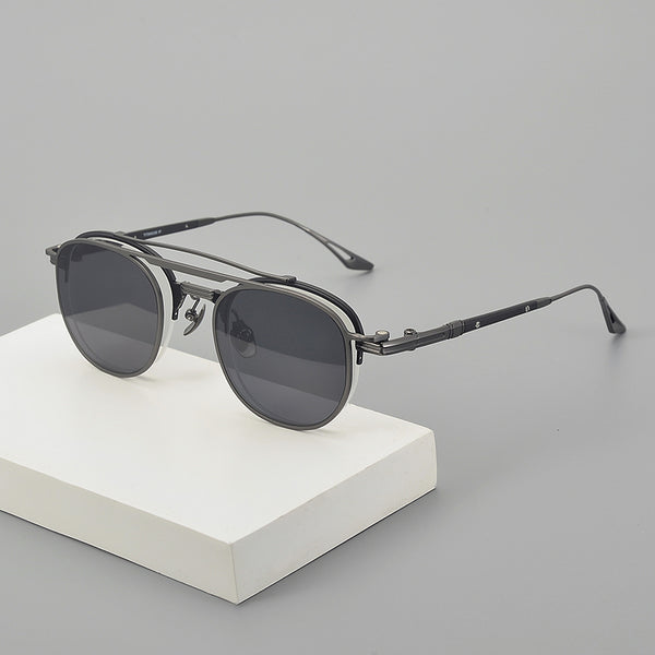 Raffi Retro round titanium alloy eyeglass frame