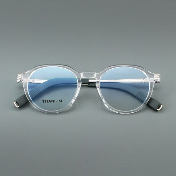 Stacy Retro round titanium alloy eyeglass frame