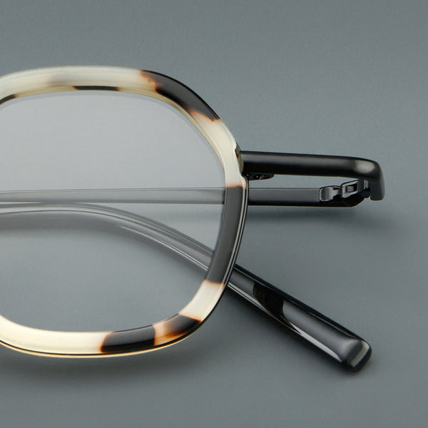 Punk Crown Prince Mirror Vintage Round Acetate Glasses Frame