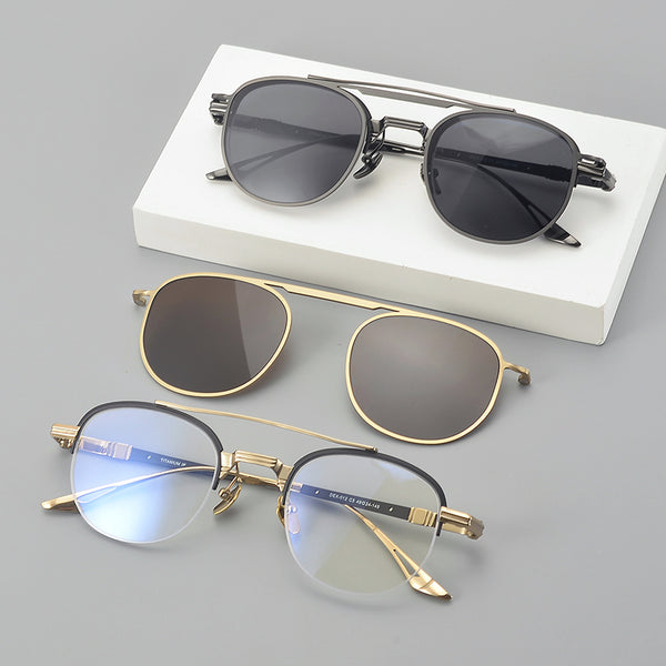 Raffi Retro round titanium alloy eyeglass frame