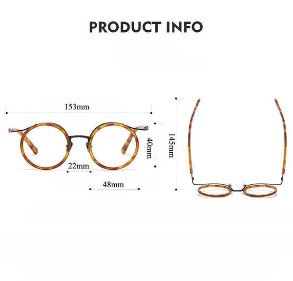 HONGMEI Titanium Vintage Round Eyeglasses Frames