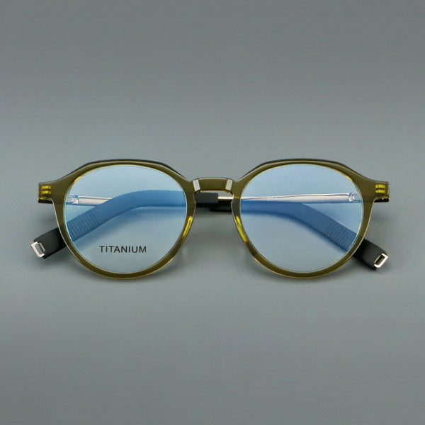 Stacy Retro round titanium alloy eyeglass frame