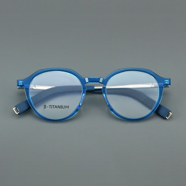 Stacy Retro round titanium alloy eyeglass frame