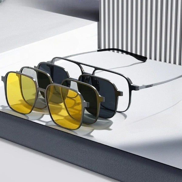 Pure Titanium Aluminum Magnetic Clip-On Glasses 9908