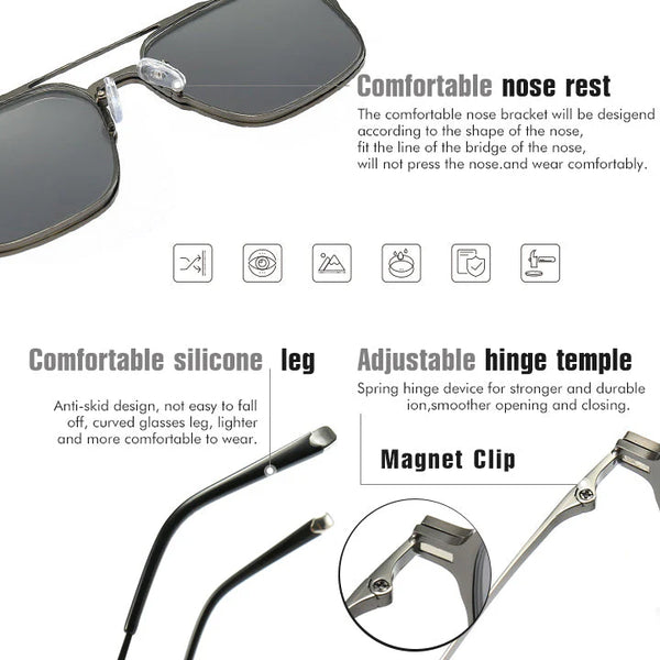 Pure Titanium Aluminum Magnetic Clip-On Glasses 9908