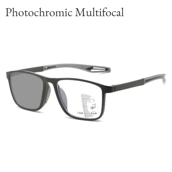 Photochromic TR90 Anti-blue Light Multifocal Progressive Sports Reading Glasses