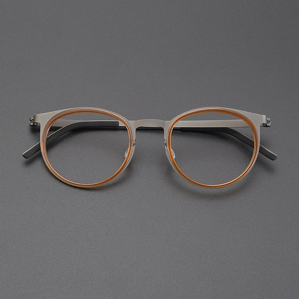 Sangcoo Titanium Vintage Round Eyeglasses Frames 9704