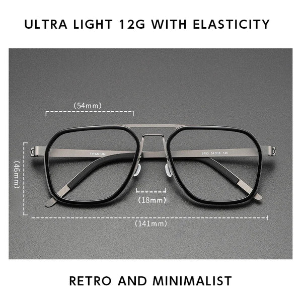 Fashionable Polygonal Rectangular Titanium Metal Eyeglass Frames