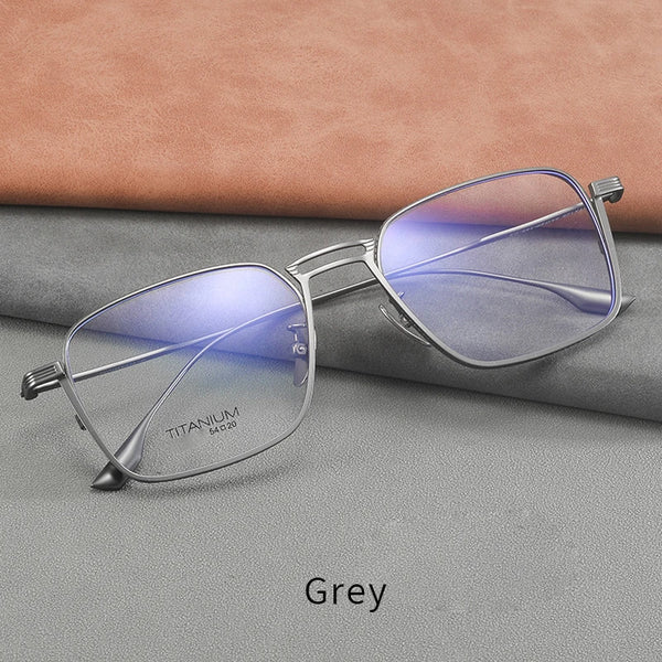 Casual Rectangular Titanium Metal Eyeglass Frames