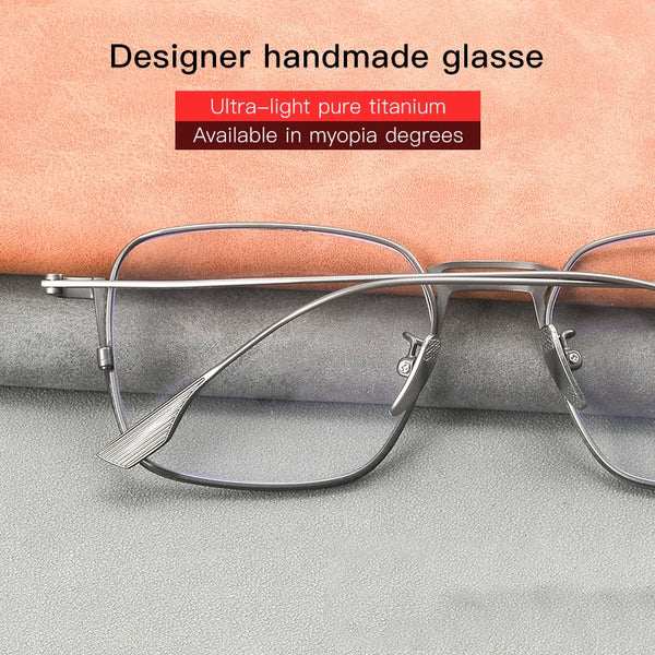 Casual Rectangular Titanium Metal Eyeglass Frames
