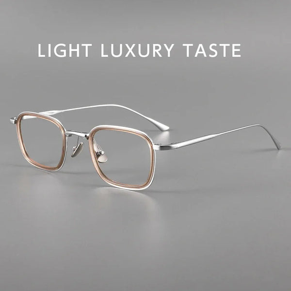 Fashion Square Luxury Acetate Pure Titanium Eyewear ReadingBusiness Retro Eyeglasses Frame Men