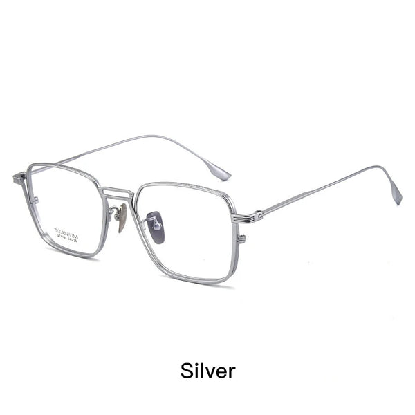 Casual Rectangular Titanium Metal Eyeglass Frames