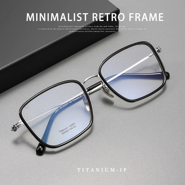 Classic oversized frame eyeglass frames in titanium metal