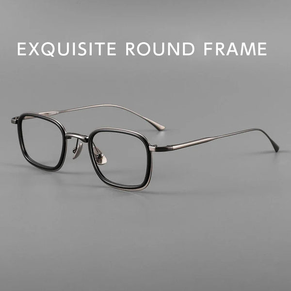 Fashion Square Luxury Acetate Pure Titanium Eyewear ReadingBusiness Retro Eyeglasses Frame Men