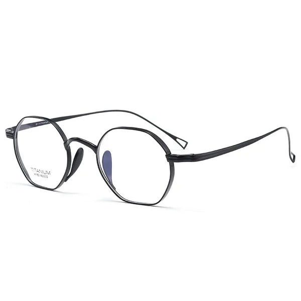 Polygonal small-frame titanium metal eyeglasses