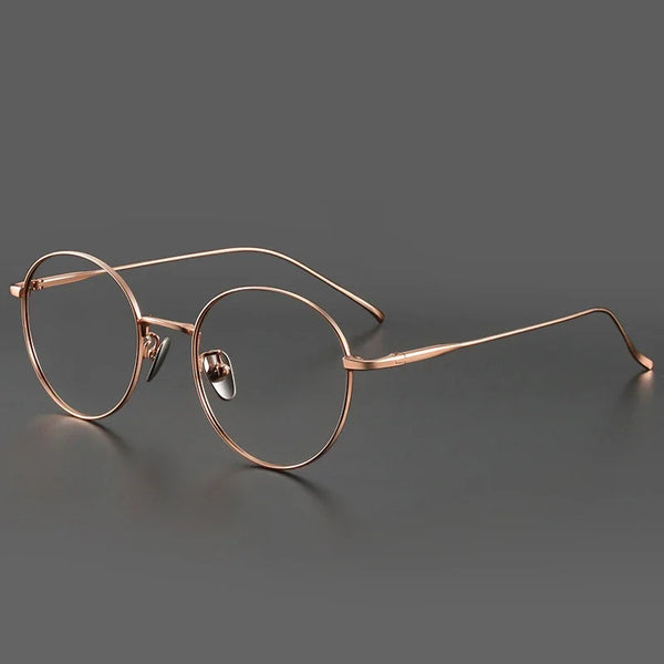 Unisex round-frame titanium metal eyeglass frames