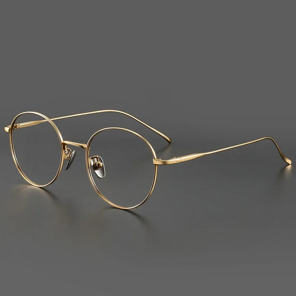 Unisex round-frame titanium metal eyeglass frames