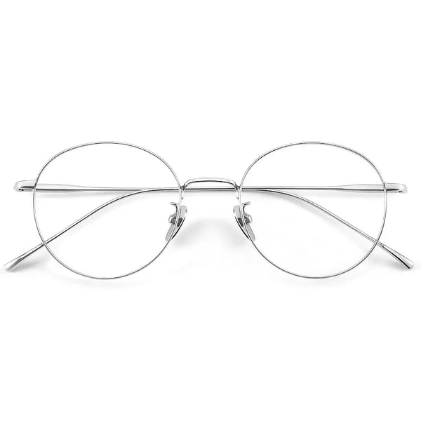 Unisex round-frame titanium metal eyeglass frames