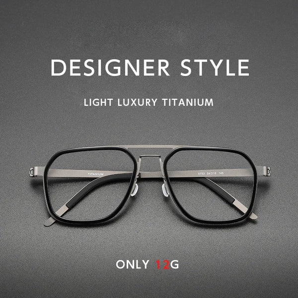 Fashionable Polygonal Rectangular Titanium Metal Eyeglass Frames
