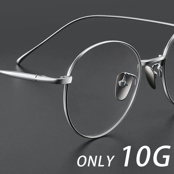 Unisex round-frame titanium metal eyeglass frames