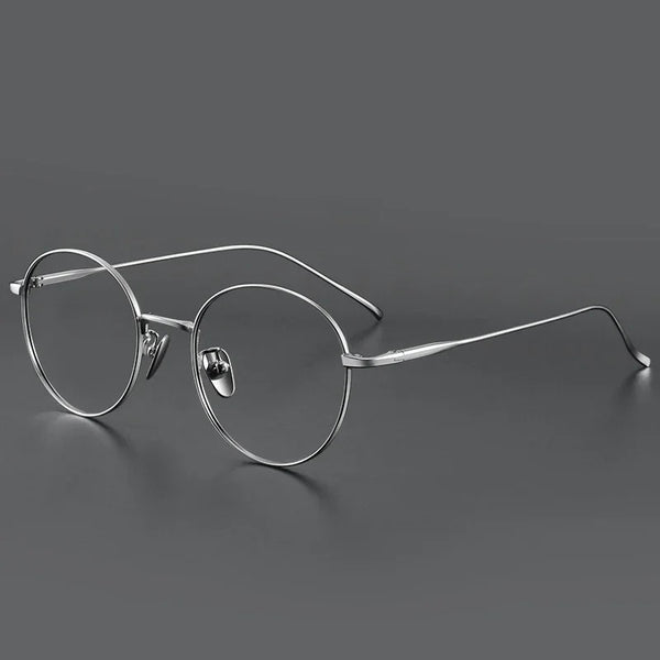 Unisex round-frame titanium metal eyeglass frames