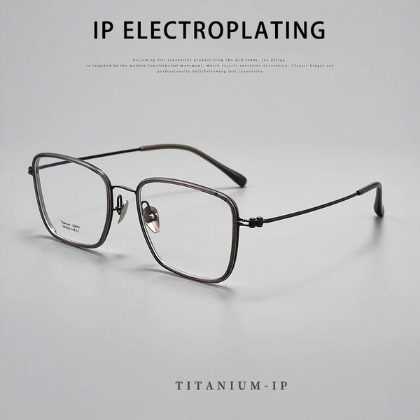 Classic oversized frame eyeglass frames in titanium metal