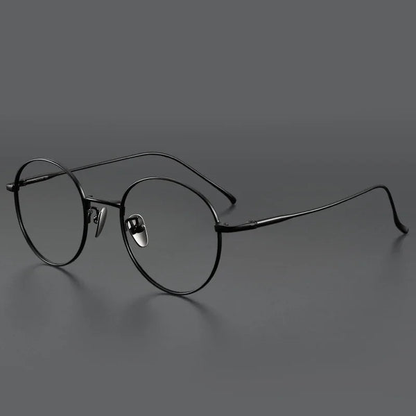 Unisex round-frame titanium metal eyeglass frames