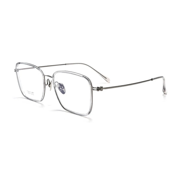 Classic oversized frame eyeglass frames in titanium metal