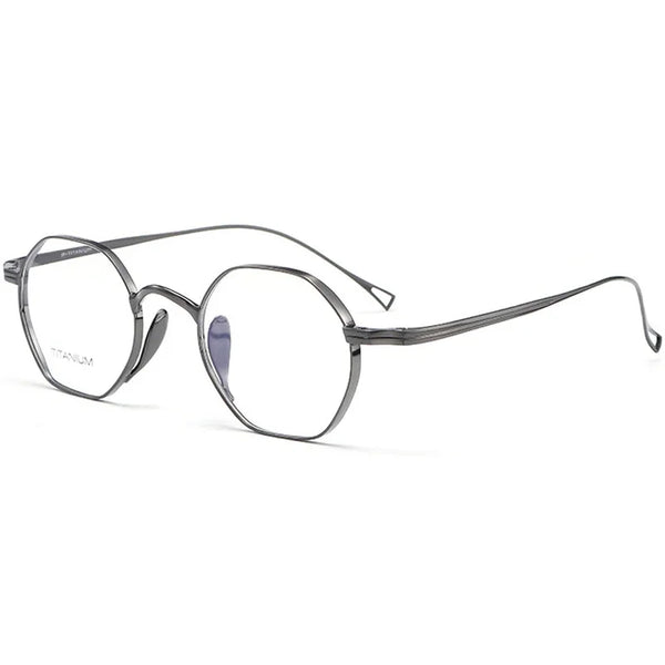 Polygonal small-frame titanium metal eyeglasses