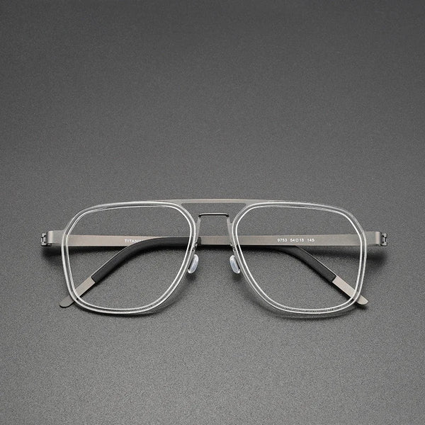 Fashionable Polygonal Rectangular Titanium Metal Eyeglass Frames