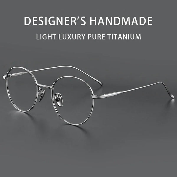 Unisex round-frame titanium metal eyeglass frames