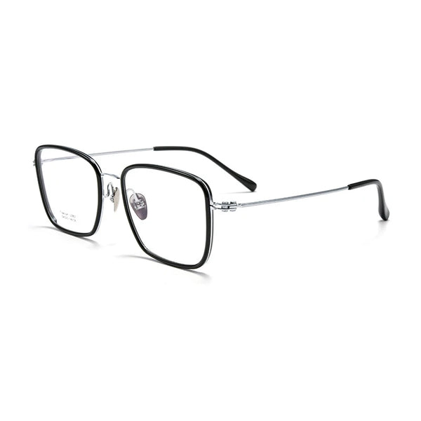 Classic oversized frame eyeglass frames in titanium metal