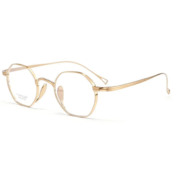Polygonal small-frame titanium metal eyeglasses