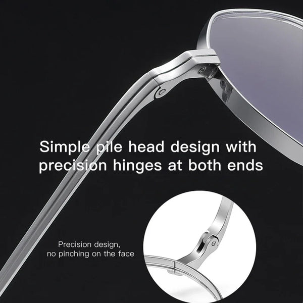 Polygonal small-frame titanium metal eyeglasses