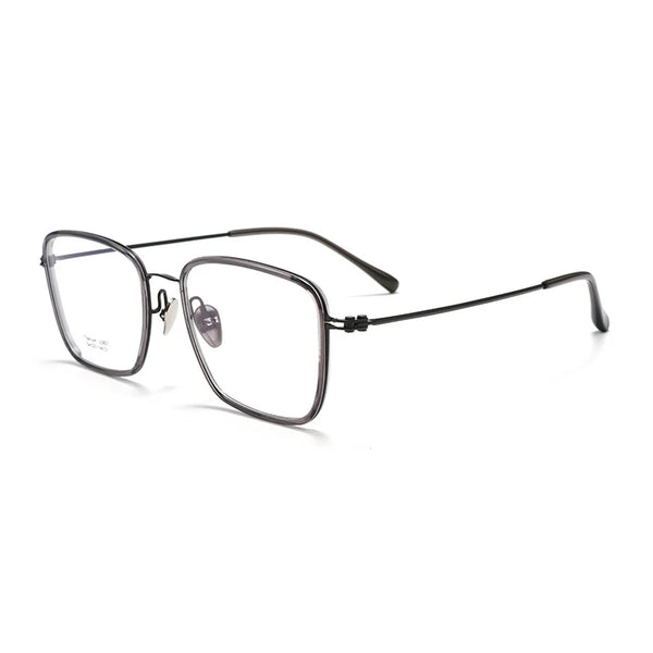 Classic oversized frame eyeglass frames in titanium metal