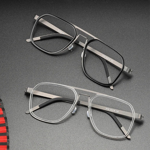 Fashionable Polygonal Rectangular Titanium Metal Eyeglass Frames
