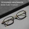 Fashion Square Luxury Acetate Pure Titanium Eyewear ReadingBusiness Retro Eyeglasses Frame Men
