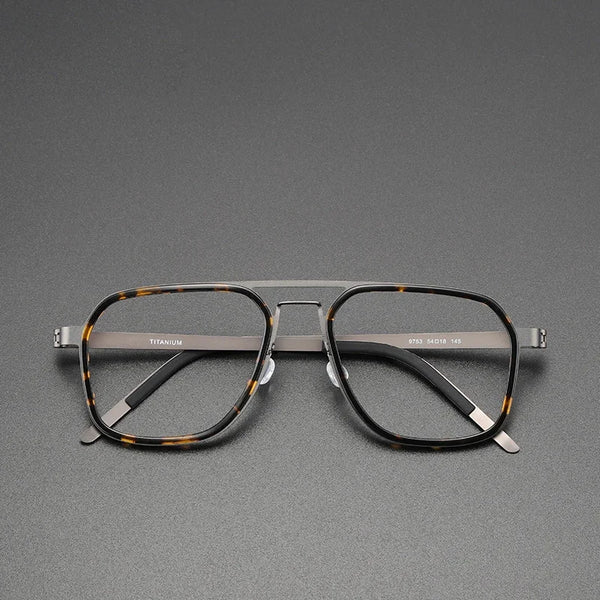 Fashionable Polygonal Rectangular Titanium Metal Eyeglass Frames