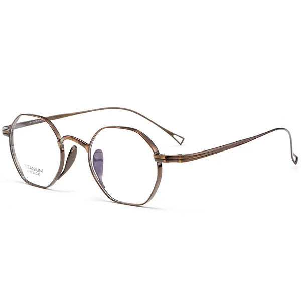 Polygonal small-frame titanium metal eyeglasses