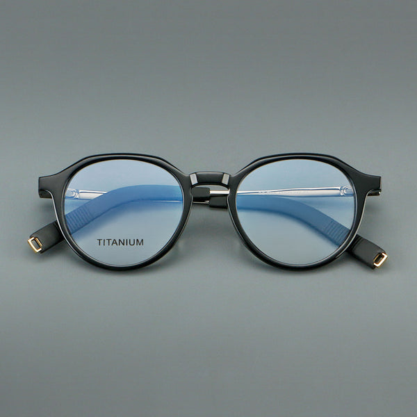 Stacy Retro round titanium alloy eyeglass frame
