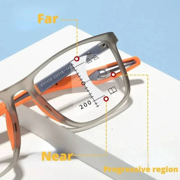 Photochromic TR90 Anti-blue Light Multifocal Progressive Sports Reading Glasses
